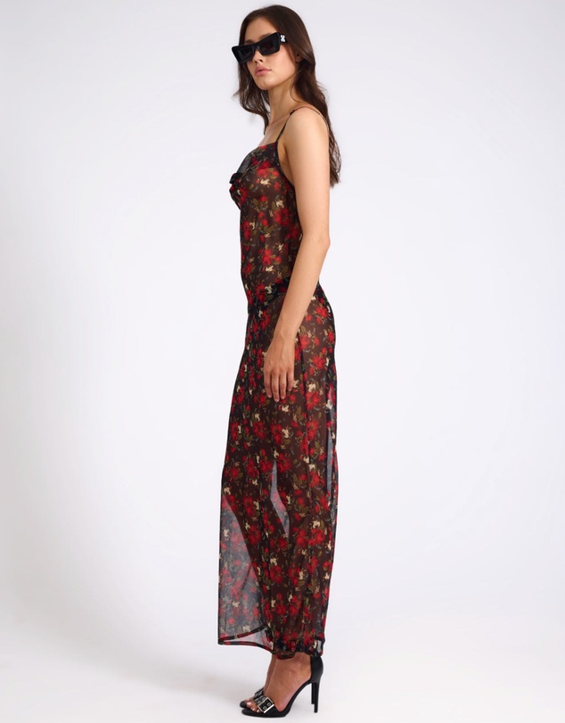 ONE TEASPOON - Flower Jagger Slip Maxi Dress - Red