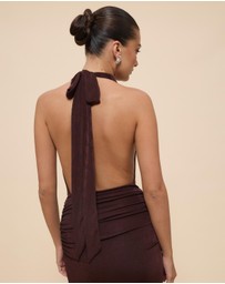 CHANCERY - Draped Bodice Halter Jersey Dress
