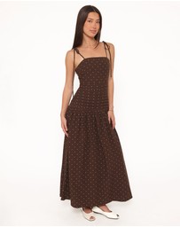 Petal & Pup - Mischa Maxi Dress - Brown Polka Dot
