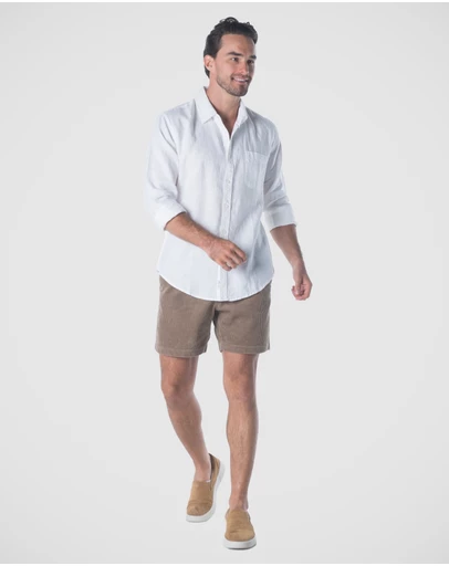 Coast Clothing - Long Sleeve Linen Shirt: White
