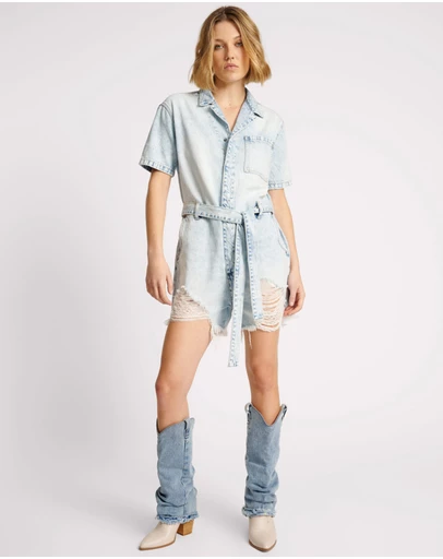 ONE TEASPOON - Depeche Blue Night Movers Denim Jumpsuit