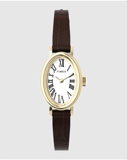 TIMEX - Women's Cavatina Gold-tone Case with Brown Strap