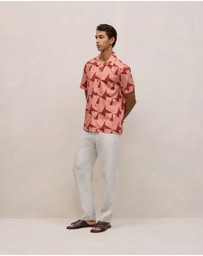 Trenery - Escher Camp Collar Shirt in Crimson