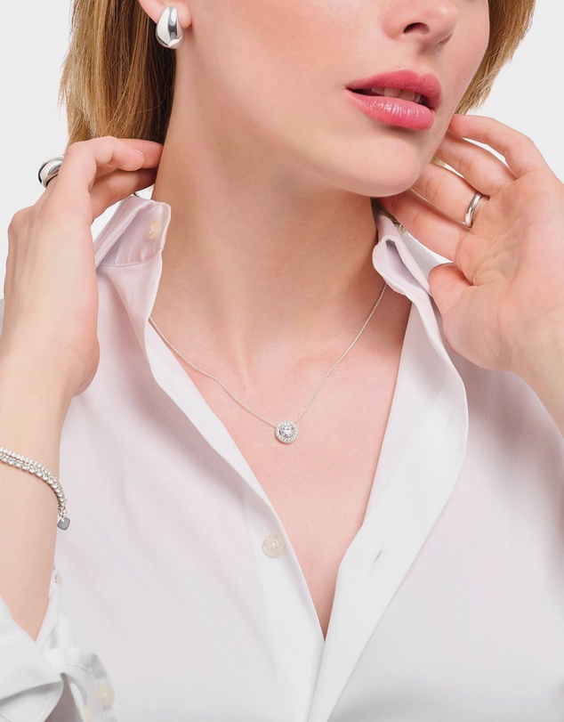 THOMAS SABO - Necklace with halo pedant with white zirconia