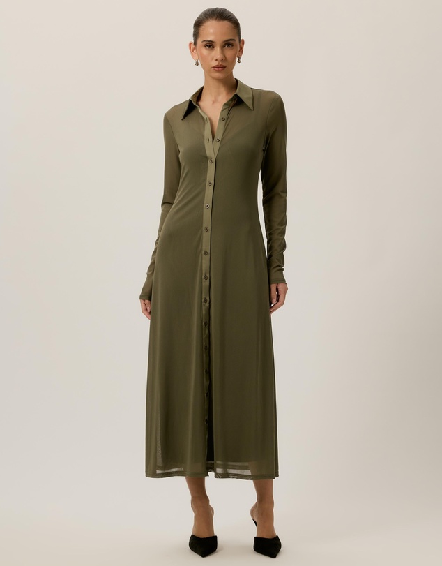 Tussah - Bonnie Ruched Waist Collar Midi Dress