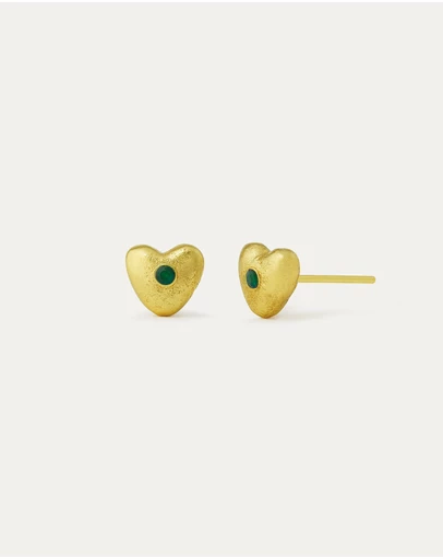 Ottoman Hands - Marina Green Heart Stud Earrings