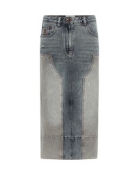 ONE TEASPOON - Cassidy Mid Waist Long Denim Column Denim Skirt - Dirty Blue