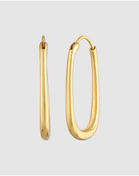 Elli Jewelry - Earrings Creoles Oval Elegant Timeless Basic in 925 Sterling Silver Gold Plated