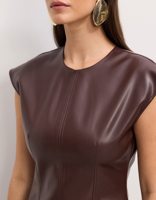 The Fated - Cam Faux Leather Midi Dress