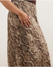 Atmos&Here Curvy - Kiera Snake Print Midi Skirt