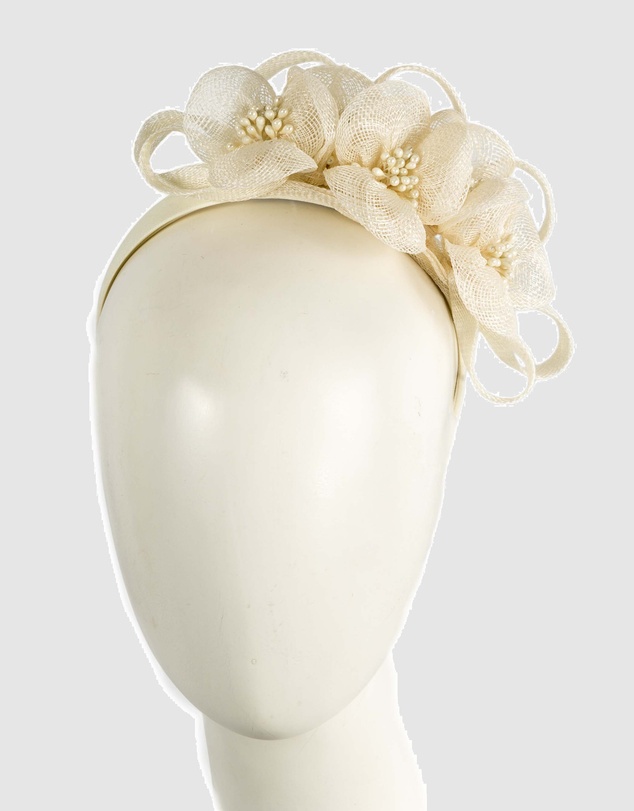 Max Alexander - Small Cream Sinamay Flowers Fascinator