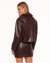 Petal & Pup - Haylie Crop Faux Leather Jacket - Burgundy