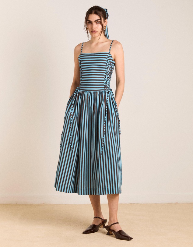 Damson Madder - Angelina Midi Dress With Lace Up