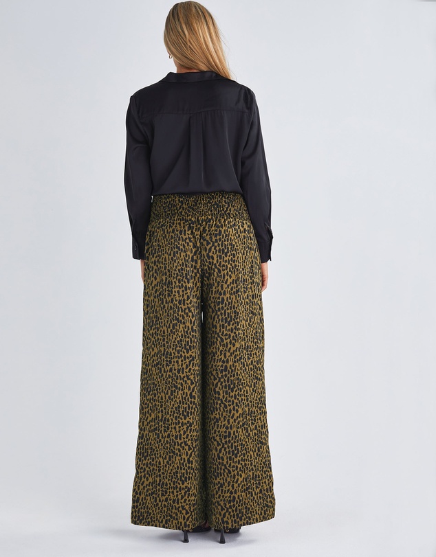 Angel Maternity - Leona Animal Print Satin Wide Leg Maternity Pants