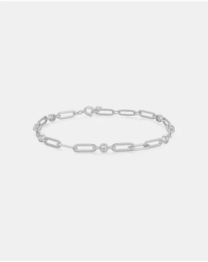 Ania Haie - Silver Bezel Station Paper Clip Chain Bracelet
