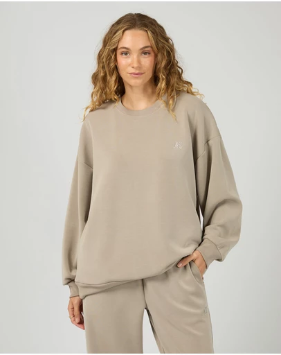 All About Eve - Luxe Active Box Crew Stone