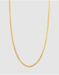 Kuzzoi - ICONIC EXCLUSIVE - Necklace Men Curb Chain Basic Fine in 925 Sterling Silver Gold Plated