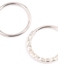 Lovisa - Surgical Steel Cubic Zirconia Textured Nose Ring Pack
