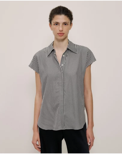 Trenery - Gingham Short Sleeve Shirt in Black