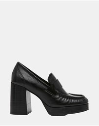 Steve Madden - Munday Black Leather Heels