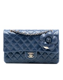 Pre-Loved by Azura Reborn - Pre-Loved Medium Classic Glazed Calfskin Camellia Double Flap