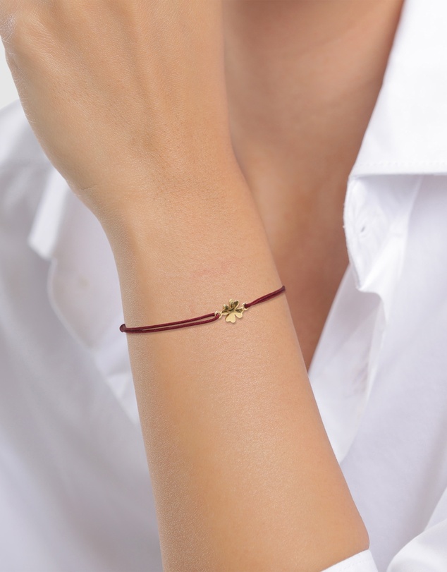 Elli Jewelry - Bracelet Cloverleaf Symbol Nylon 925 Sterling Silver Gold-Plated