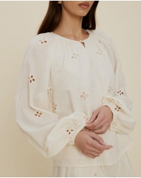 The Fated - Esther Puff Sleeve Broderie Blouse