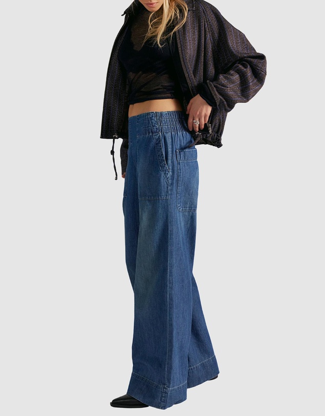 Free People - Breezy Denim Pull-On Pants