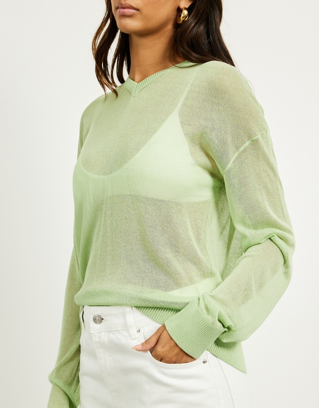 Minima Esenciales - Zaya Semi Sheer Long Sleeve Top