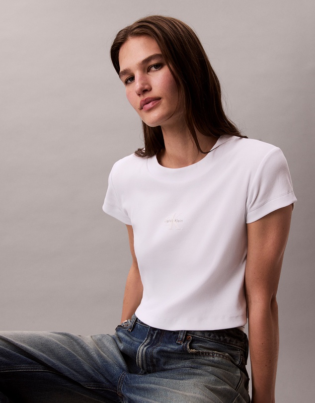 Calvin Klein Jeans - Monogram Logo Ribbed Baby Tee