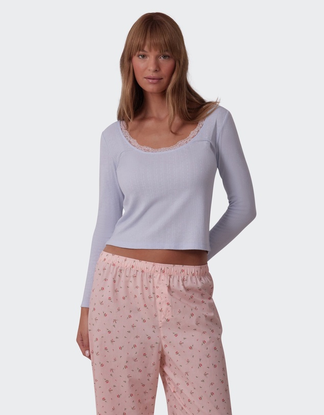 Bras N Things - Mix And Match Long Sleeve Top-Light Blue