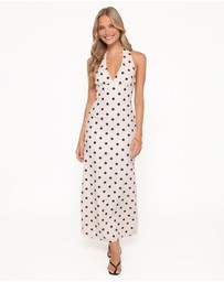 Petal & Pup - Adora Halterneck Maxi Dress - White Polka Dot