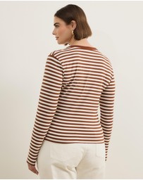 Atmos&Here Curvy - Deep V-Neck Long Sleeve T-Shirt