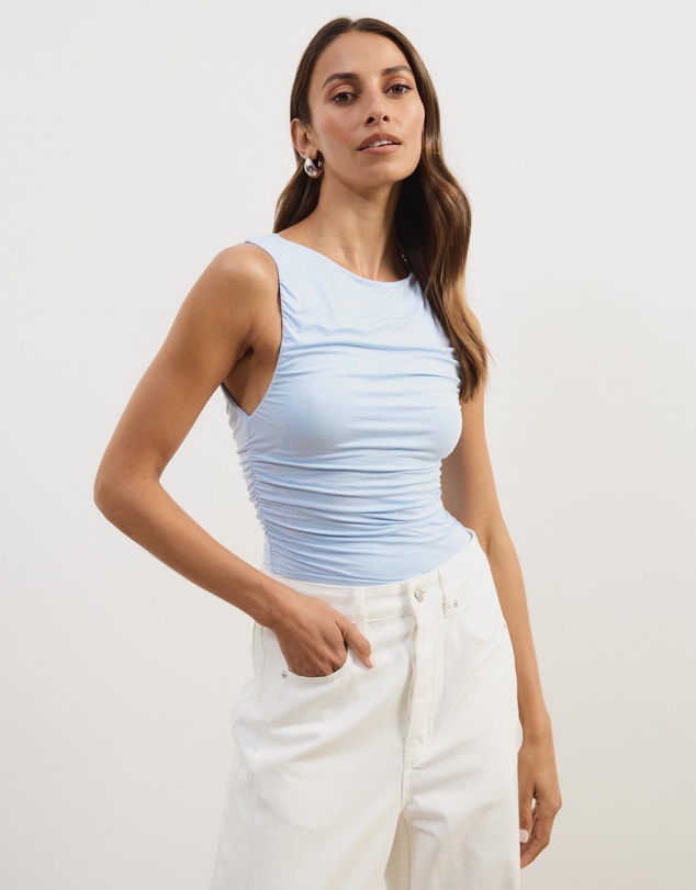 Atmos&Here - Effie Sleeveless Gathered Jersey Bodysuit