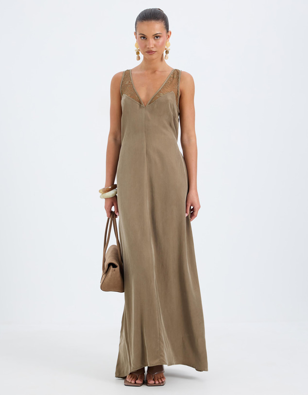 Calli - Piper Cupro Lace Insert Midi Dress