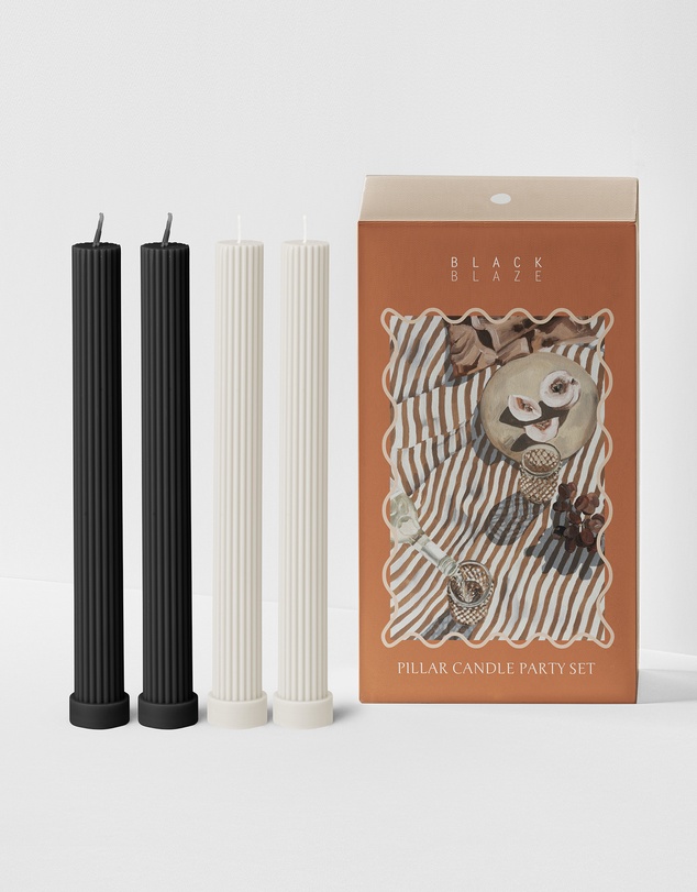 Black Blaze - Column Pillar Candle Party Set