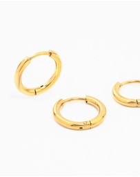 Lovisa - Waterproof Gold Plated Stainless Steel Medium Hoop Earrings 2-Pack