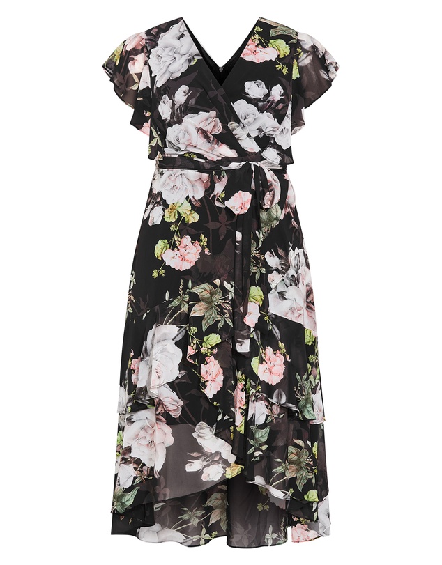 City Chic - Plus size Demure Bloom Maxi Dress - black
