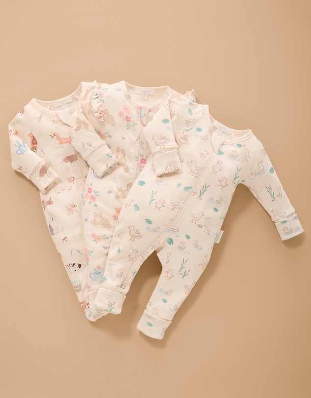 Purebaby - Printed Zip Growsuit-Kids-Babies