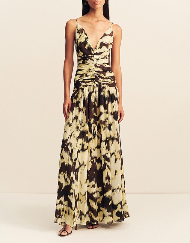 Shona Joy - Benny Plunged Gathered Maxi Dress