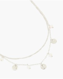 Lovisa - Waterproof Stainless Steel Pearl & Molten Pendant Chain Layered Necklace