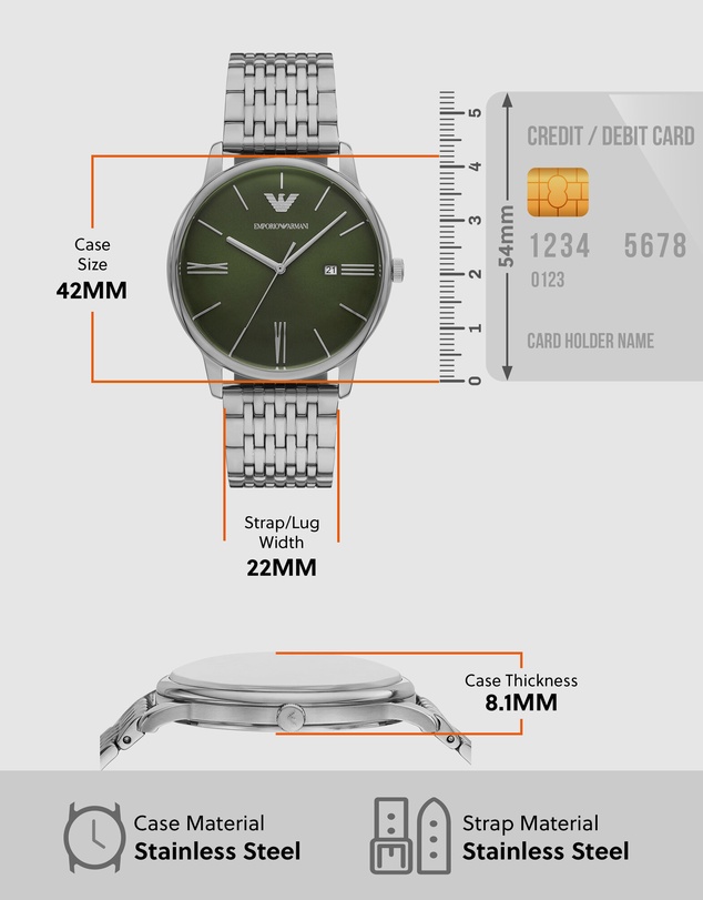Emporio Armani - Silver Tone Analogue Watch