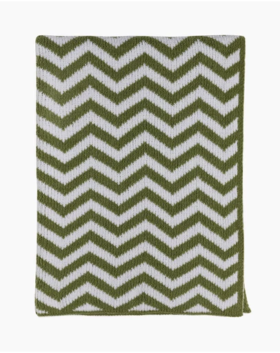 Living Textiles - Chenille Blanket - Chevron Sage