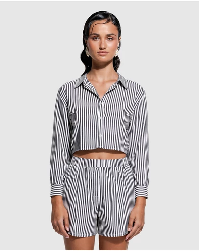 GINIA - Franca Stripe Crop Shirt
