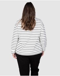 Love Your Wardrobe - LYW & Co Stripe Embroidered Sweat Top