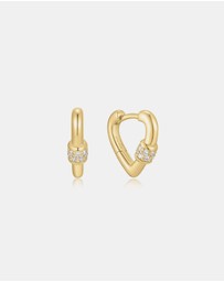 Ania Haie - Gold Mini Heart Clasp Huggie Earrings