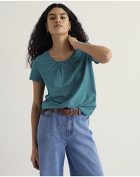 Seasalt - Seasalt Cornwall Blue Appletree Keyhole Detail T-Shirt