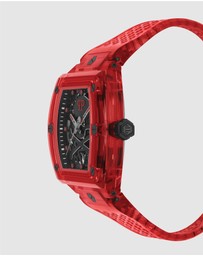 Philipp Plein - The $Keleton Crystal 44mm Black Dial and Red Strap