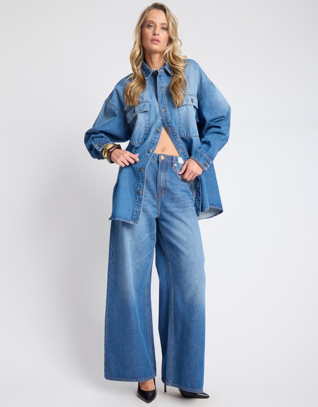 ONE TEASPOON - Oversized Denim Shirt - Pacifica Blue
