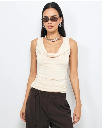 AERE - Cupro Cowl Neck Top